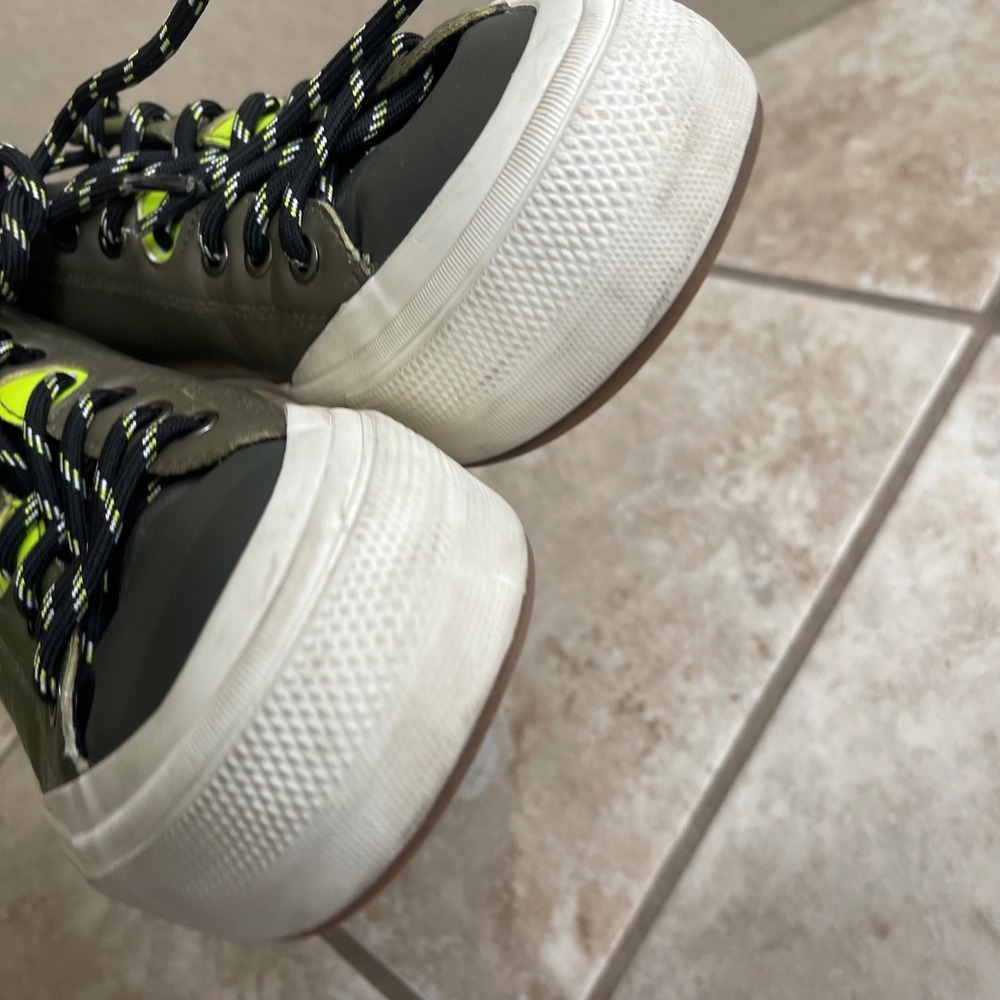 Desigual olive Green Studded Lace Up Sneakers Women's size 8 shoes comfort - Picture 4 of 12